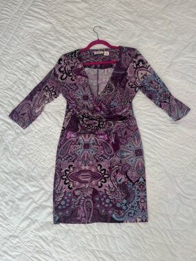 Allison Brittney Purple Paisley Sheath Dress